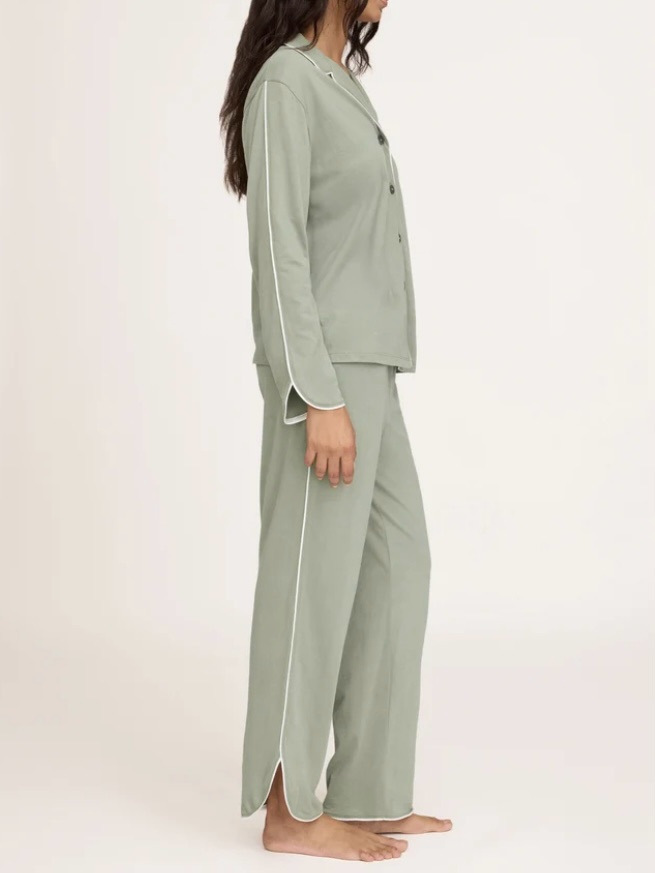 Petite Plume Margaux Pima Cotton Pajama Set Sage Green Women's Xs Nwt — image 7 of 8